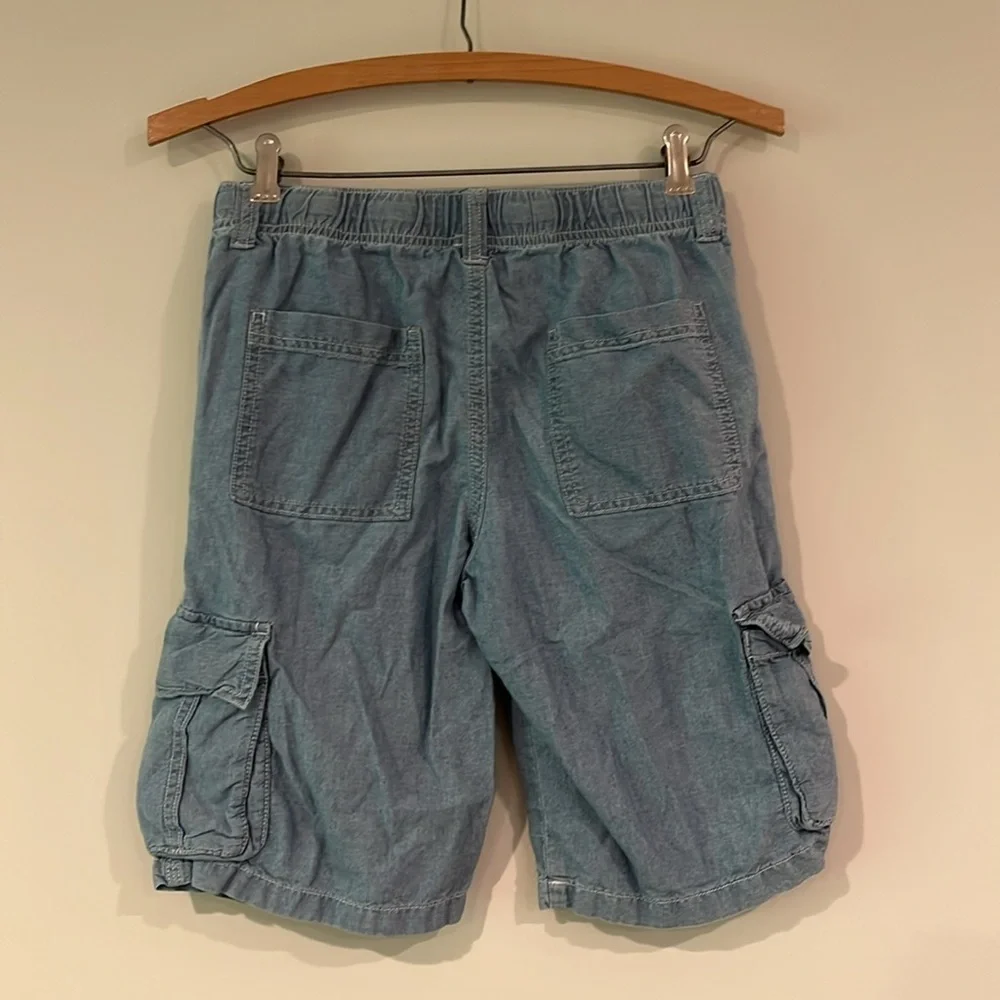 GYMBOREE Boys Youth 12 Chambray Cargo Shorts Cotton Drawstring Pockets